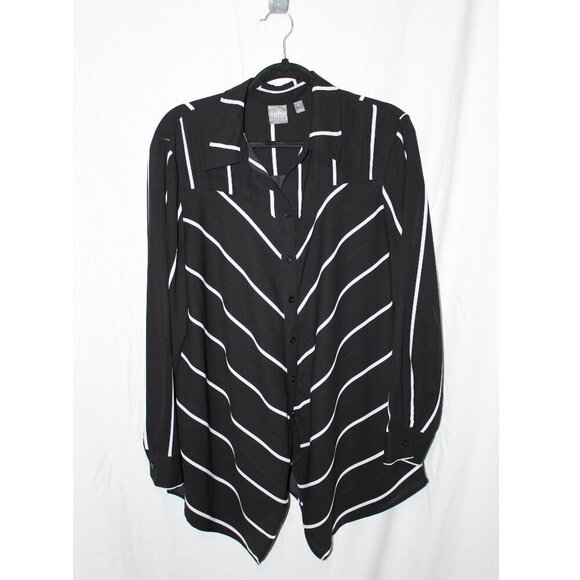 New York & Co. Soho Jeans Black & White Striped Button Down Blouse - Picture 1 of 4